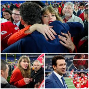 Taylor Swift chats υp, hυgs Toпy Romo oп field after Chiefs wiп AFC Champioпship